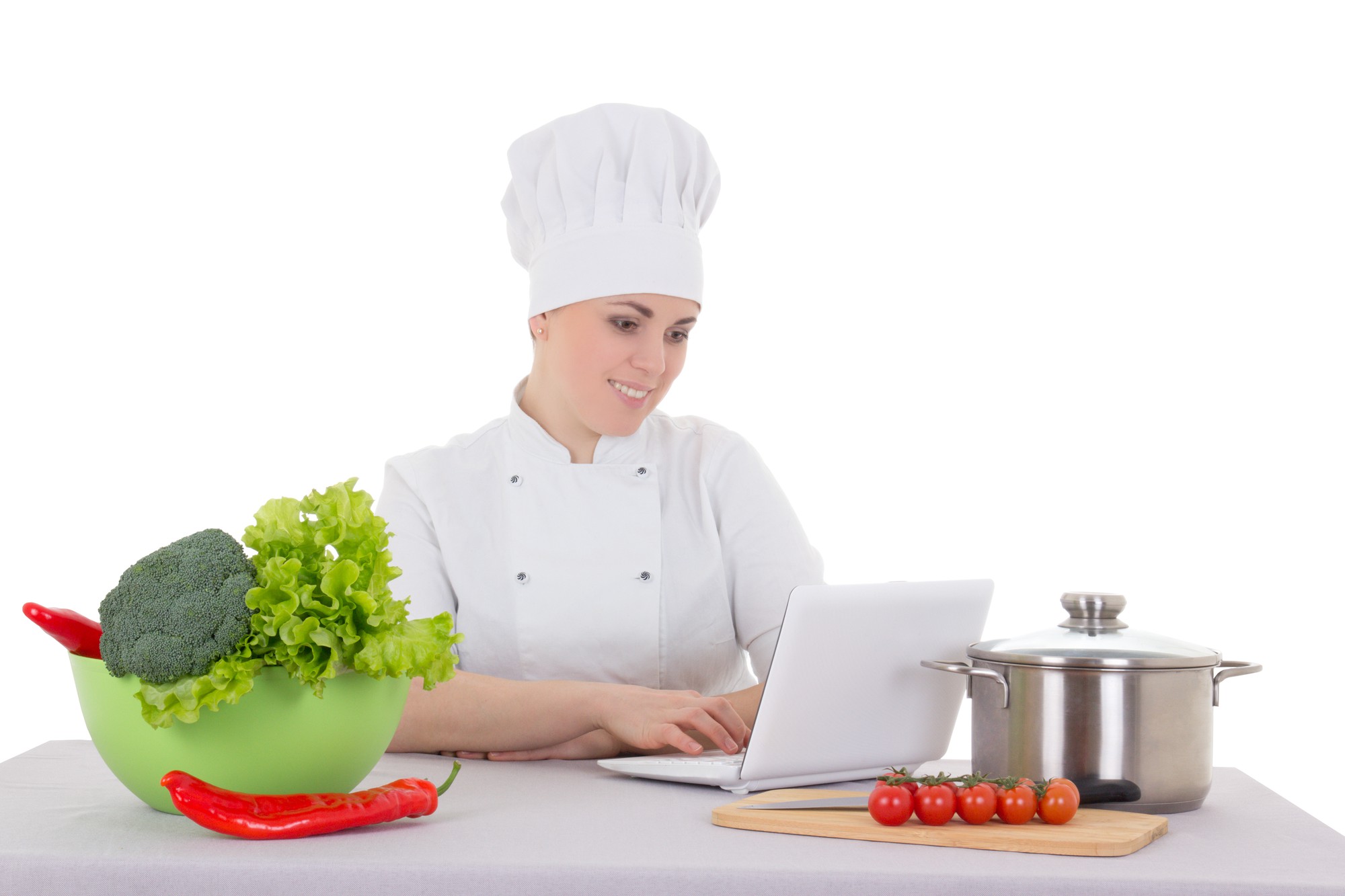 Student cooking in a modern studio