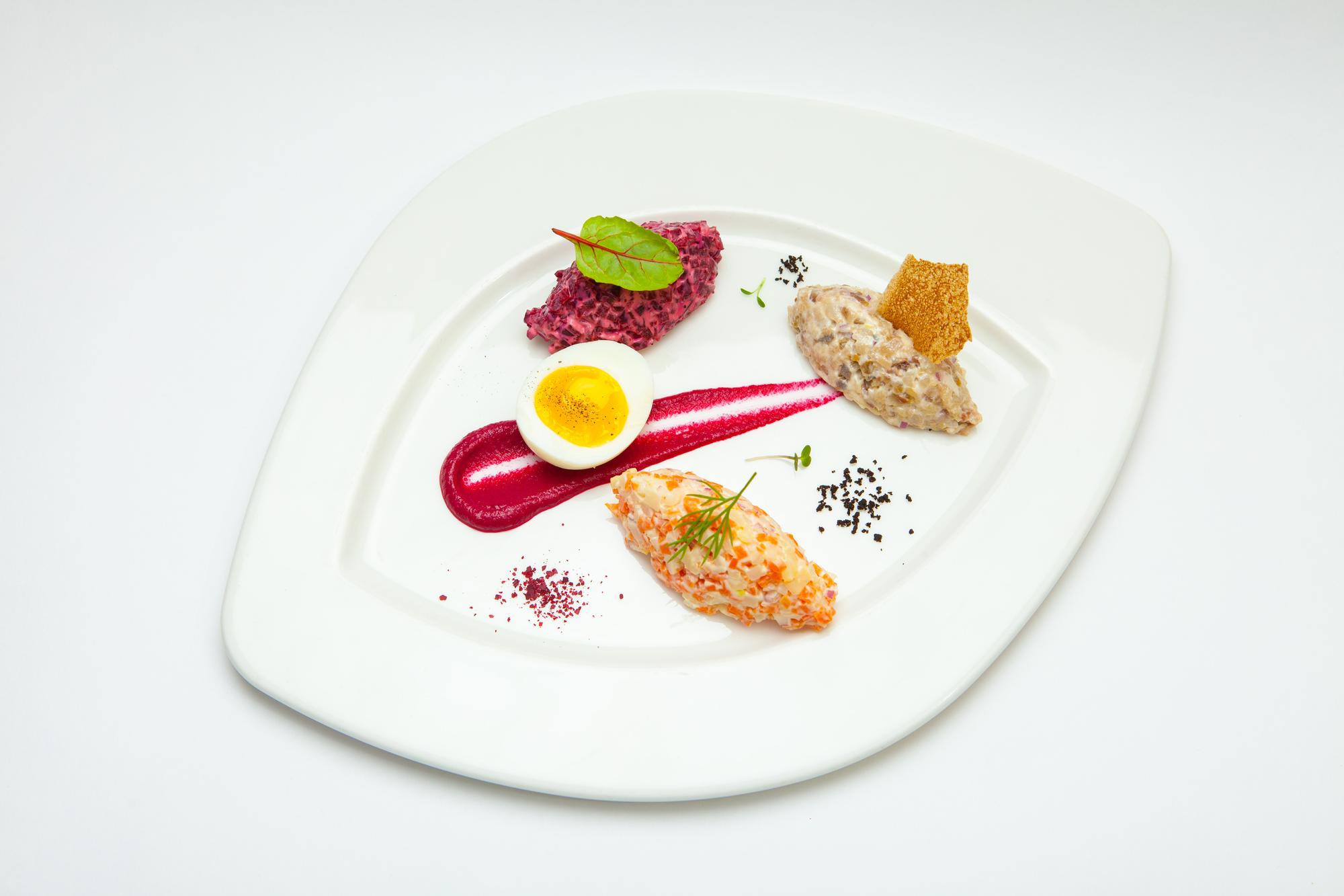 Plated gourmet dish by student